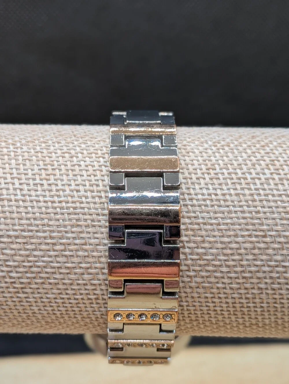 Folio Two-Tone Glitz Crystal Accent Silver and Rose Gold Watch